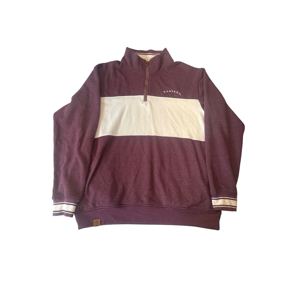 Holloway Harvard Pullover Sweatshirt Quarter Zip Burgundy White Large
